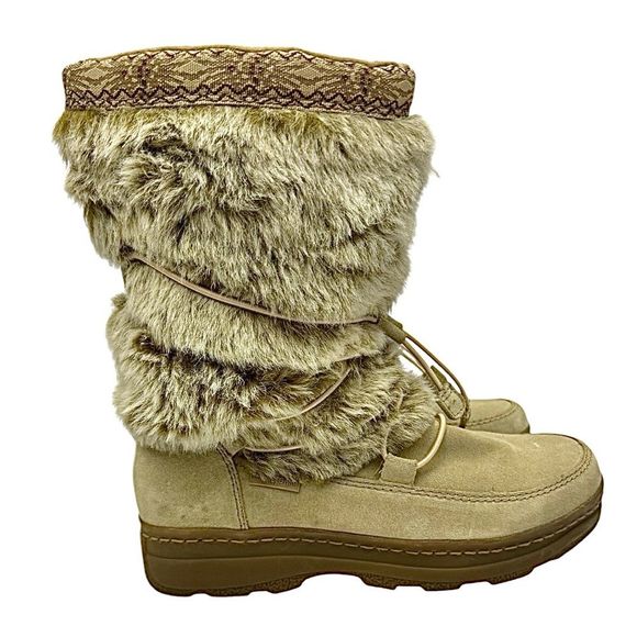 Minnetonka Women’s Beige Suede Faux Fur Boot Size 8 M EU 38.5 Pre-Owned - Picture 10 of 11